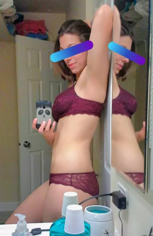 Trying on my new lingerie set