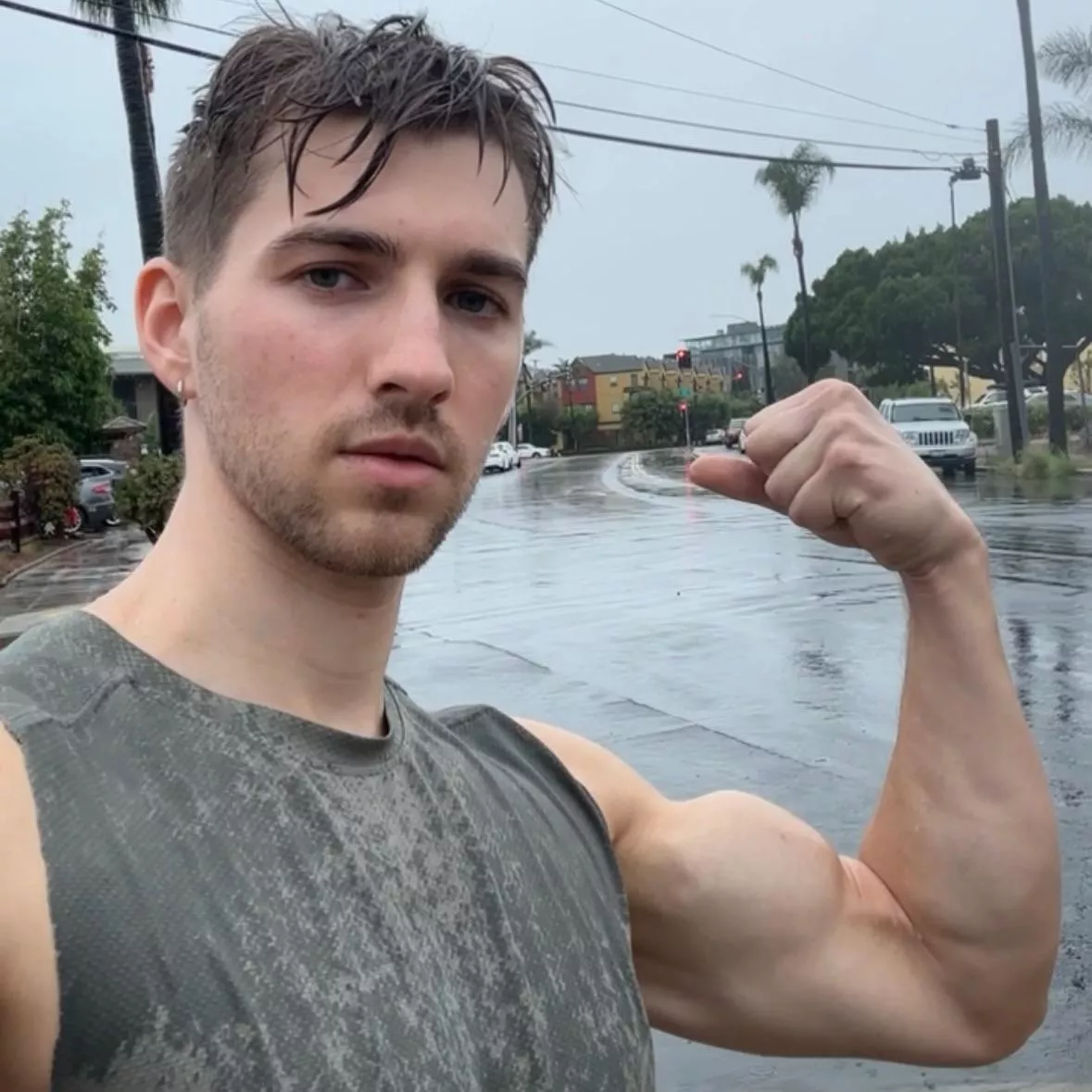 Enjoying a little bit of a workout in the tropical storm