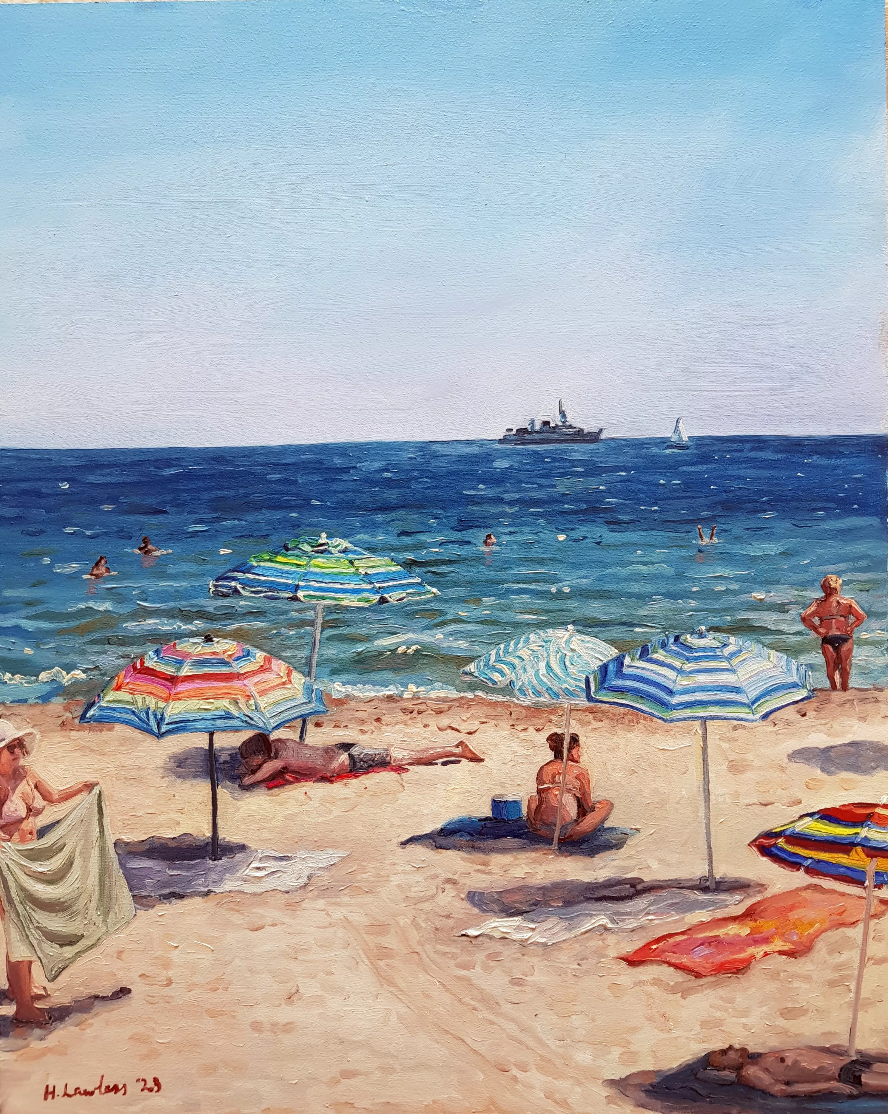 My painting of the beach at the Black Sea in Varna, Bulgaria