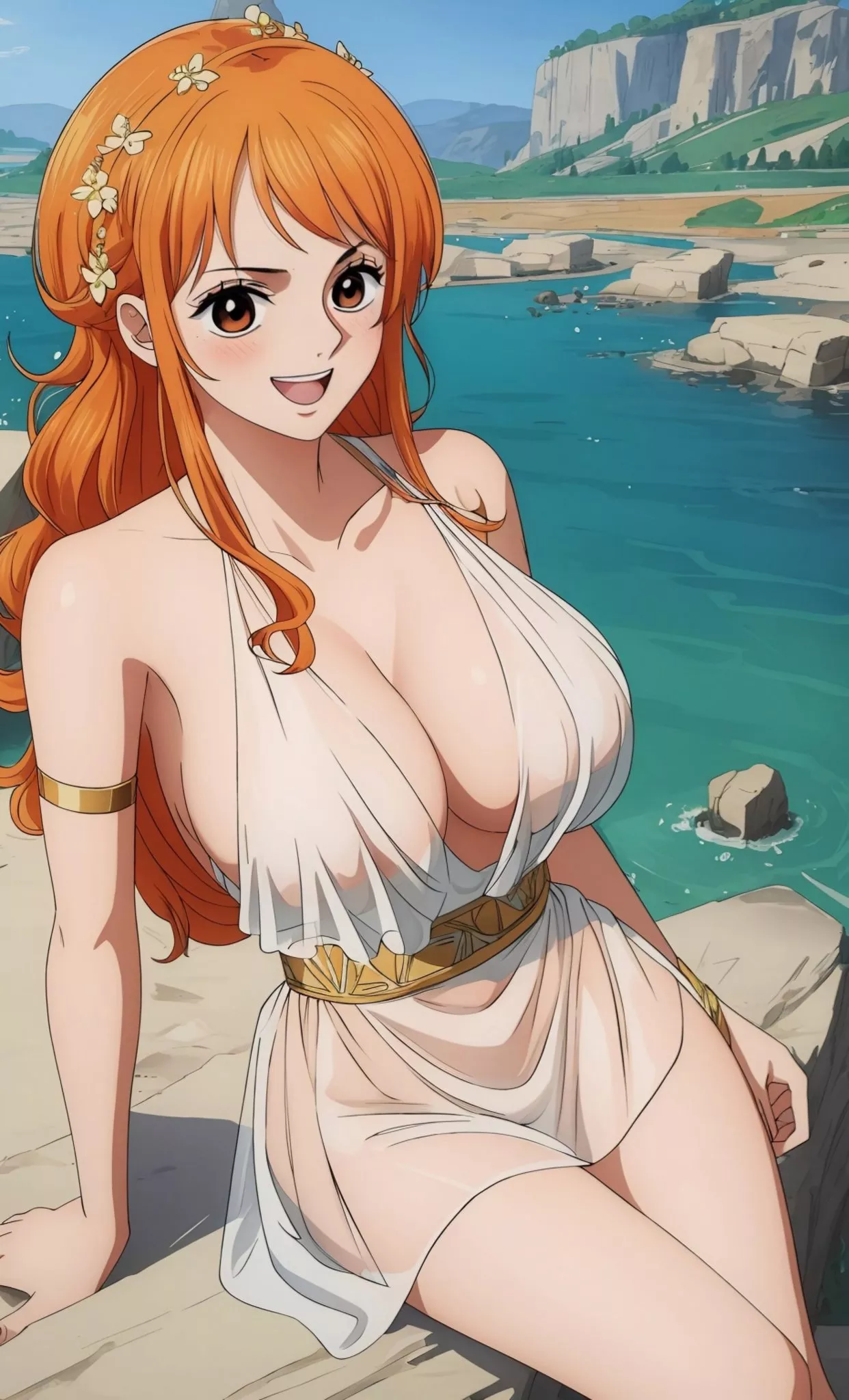 Nami dressed as a goddess