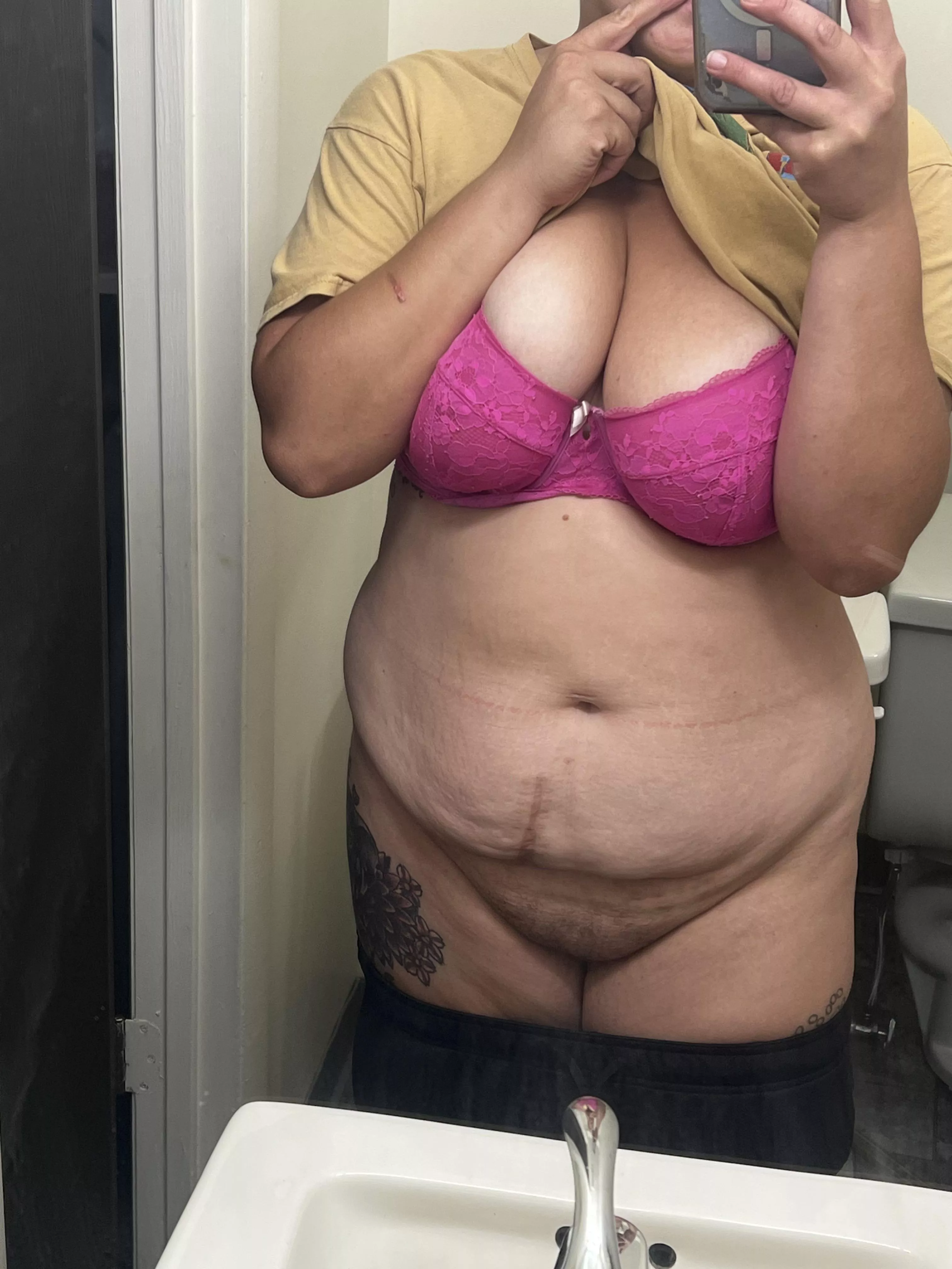 No panties today. Want to help take off my bra?