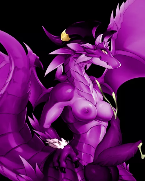 [Photoshop] Vaengromrkind the Half-Dragon dreams of divinity... And she might just have found the right way of gathering more followers ! (original picture by Healingpit)