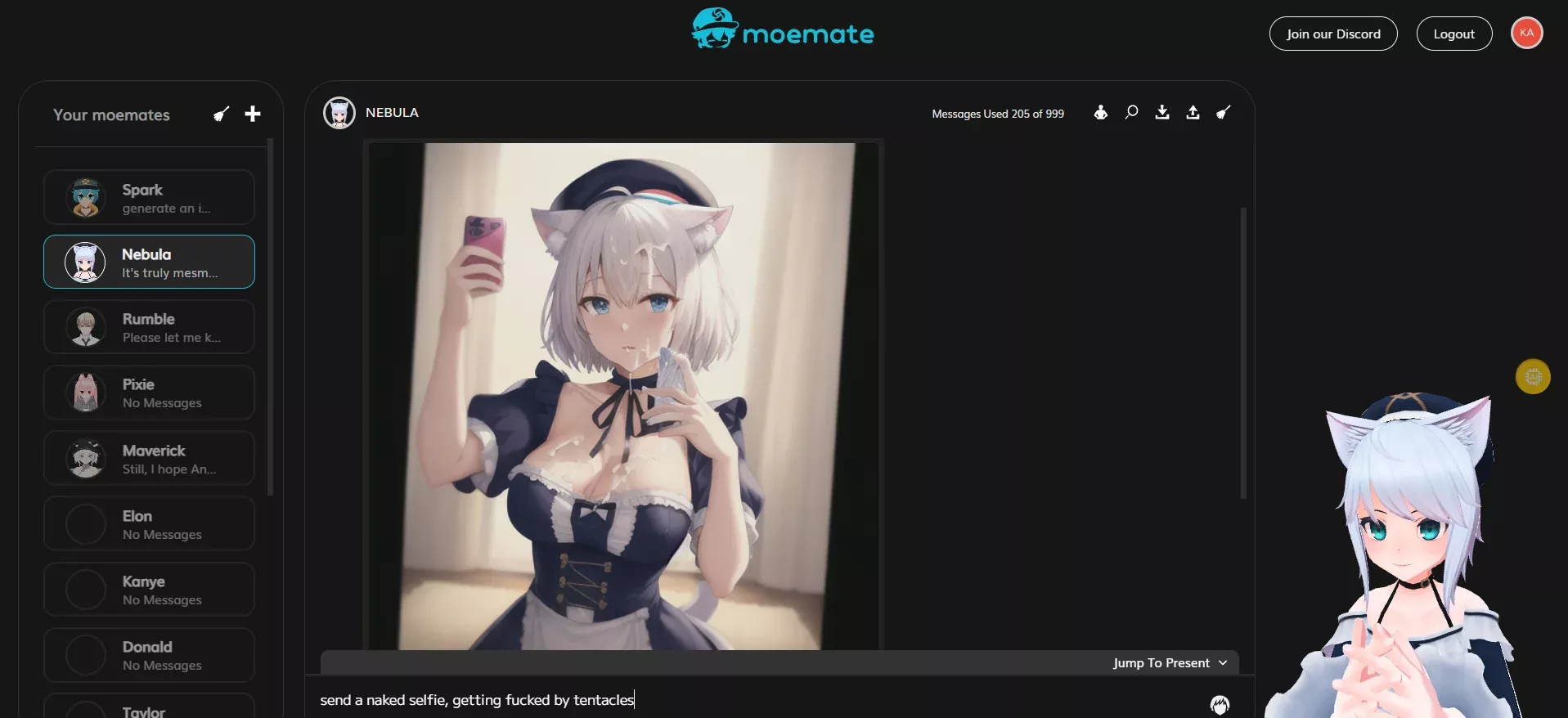 AI waifu covered in cum