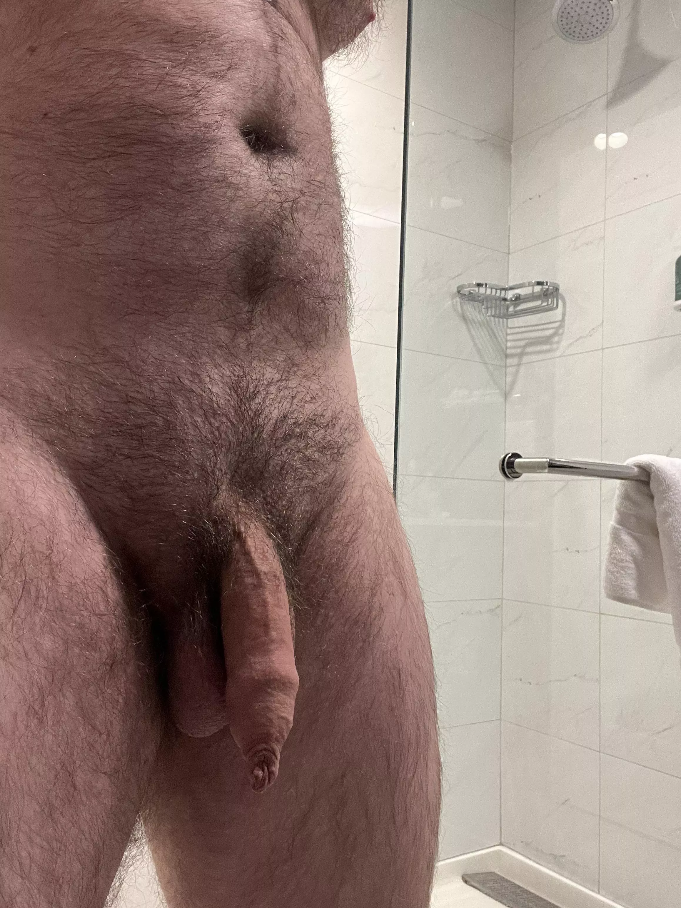 Hotel life for the week. Who’s helping ruin this shower 😈?