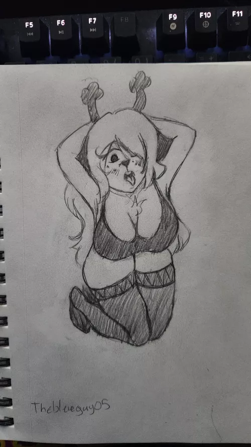 [Noelle] wearing black stockings