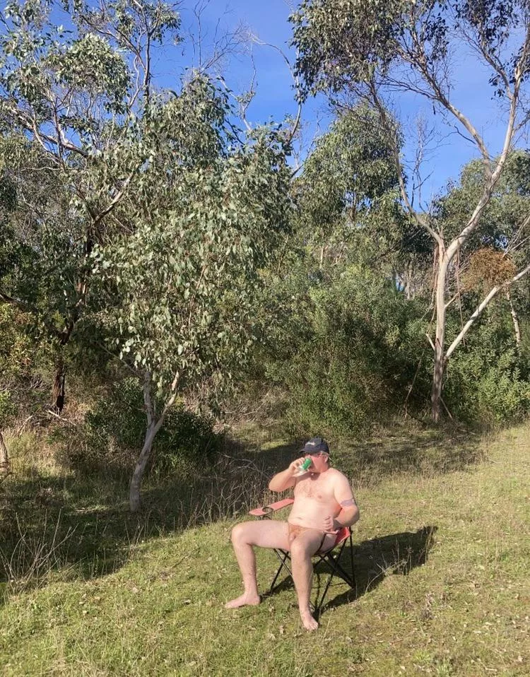 Relaxing at camp with a nice cold beer