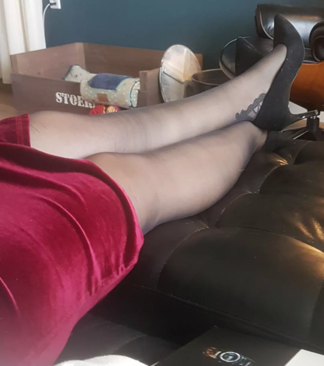 Relaxing my legs after long day at the office.
