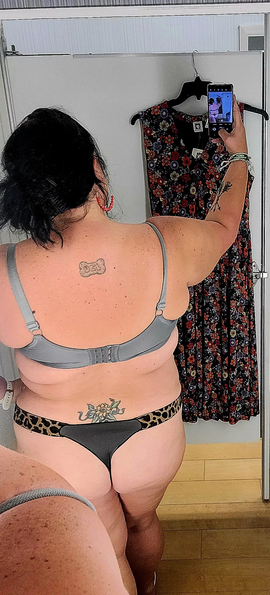 Trying on a new dress