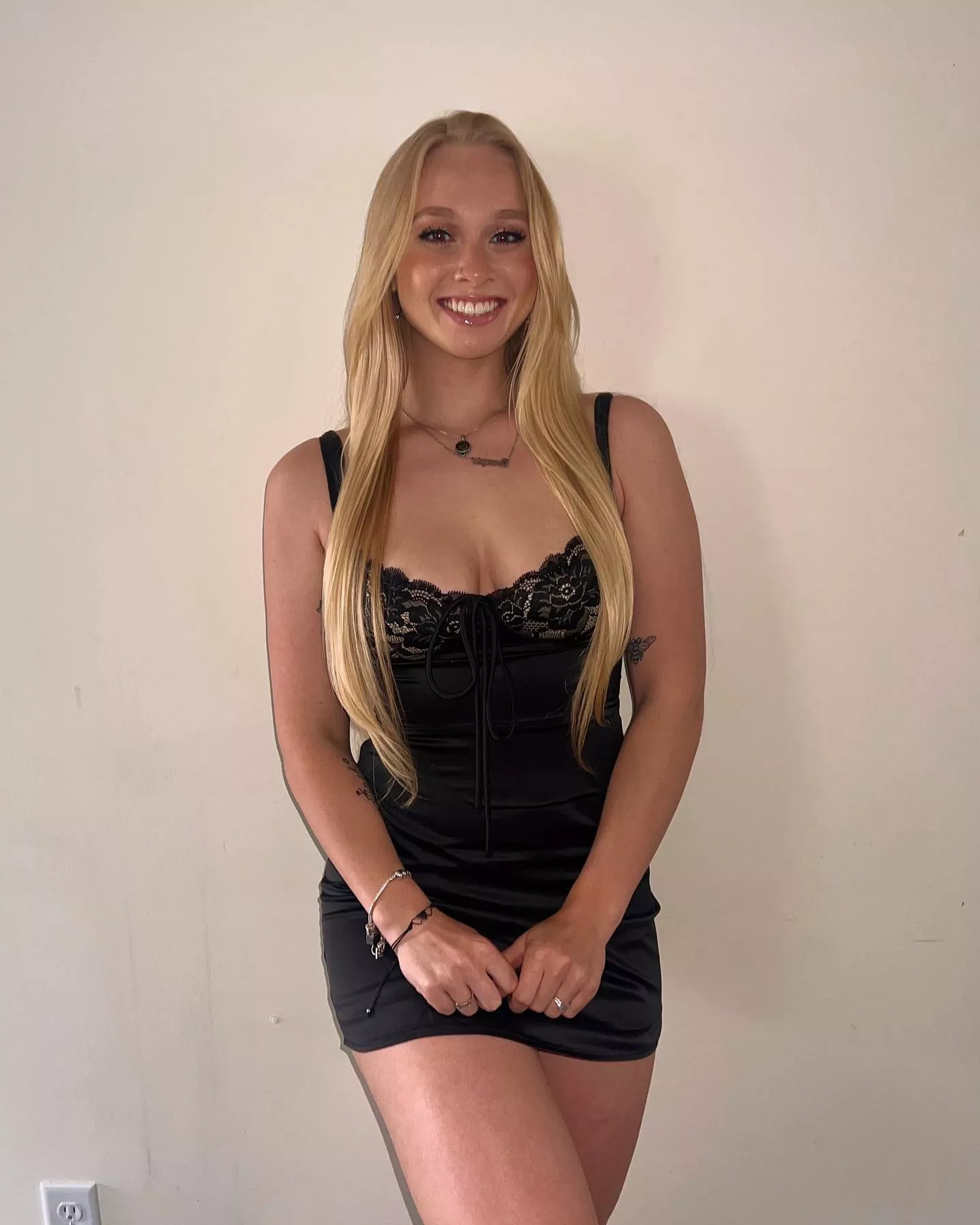 Blonde in black