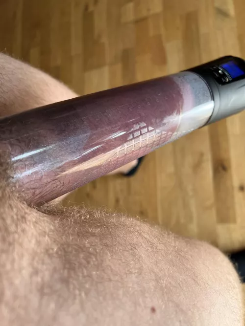 Filling it with both cock and balls! First time for everything!