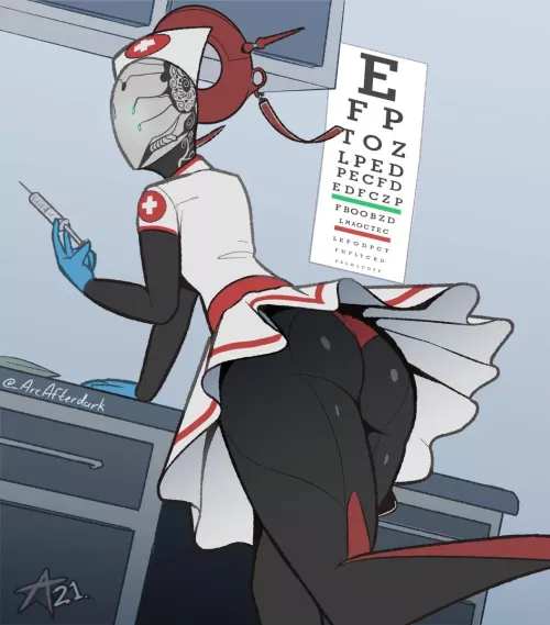 I randomly found [Trinity] in nurse dress online. My life has been completed (Tagged as OC, unable to find artist)