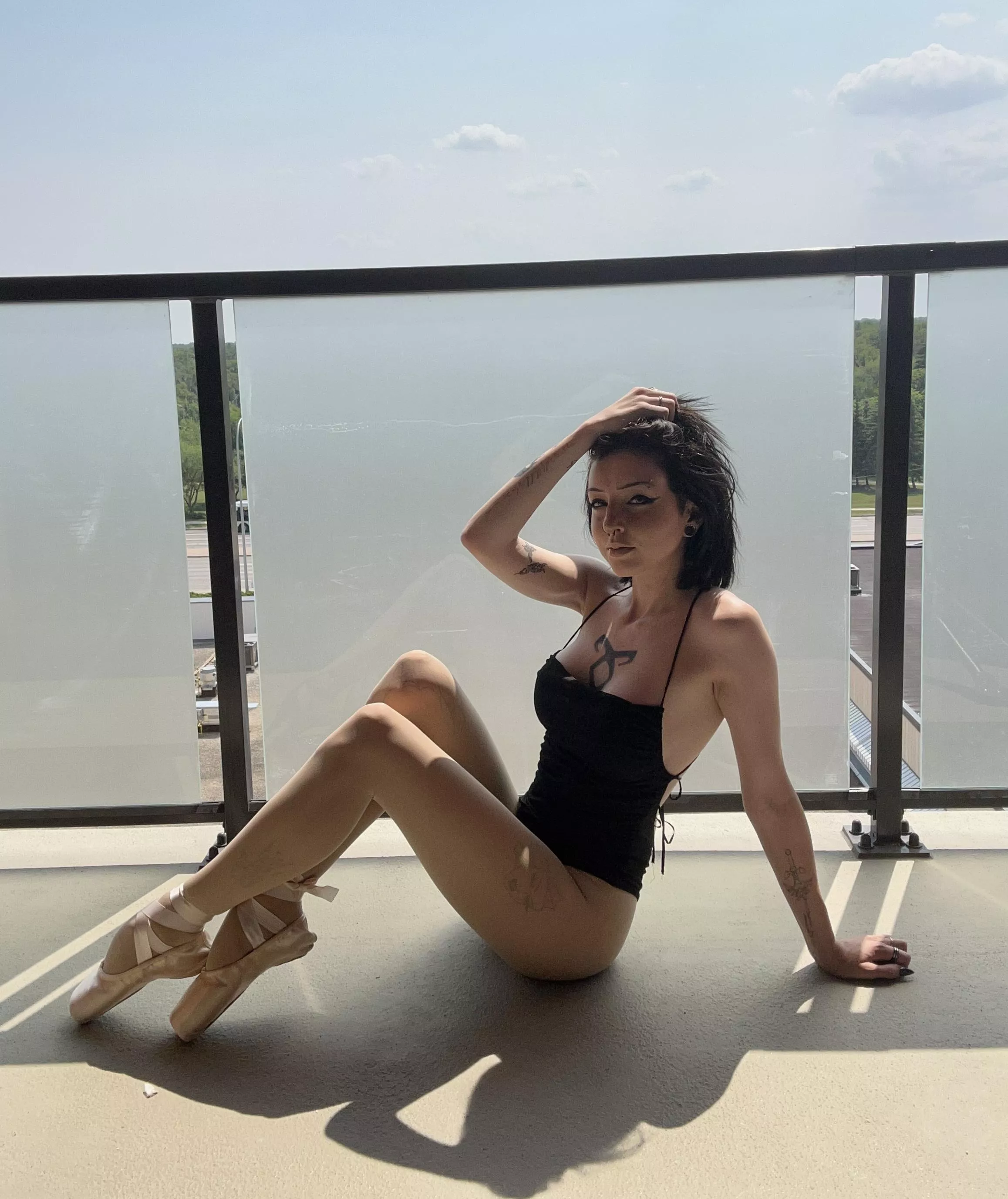 Black bodysuit for a goth ballerina