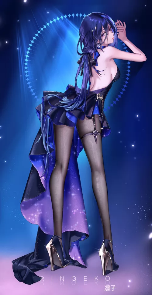 Clorinde winsome in black and blue layered dress (ringeko_tan) [Genshin Impact]