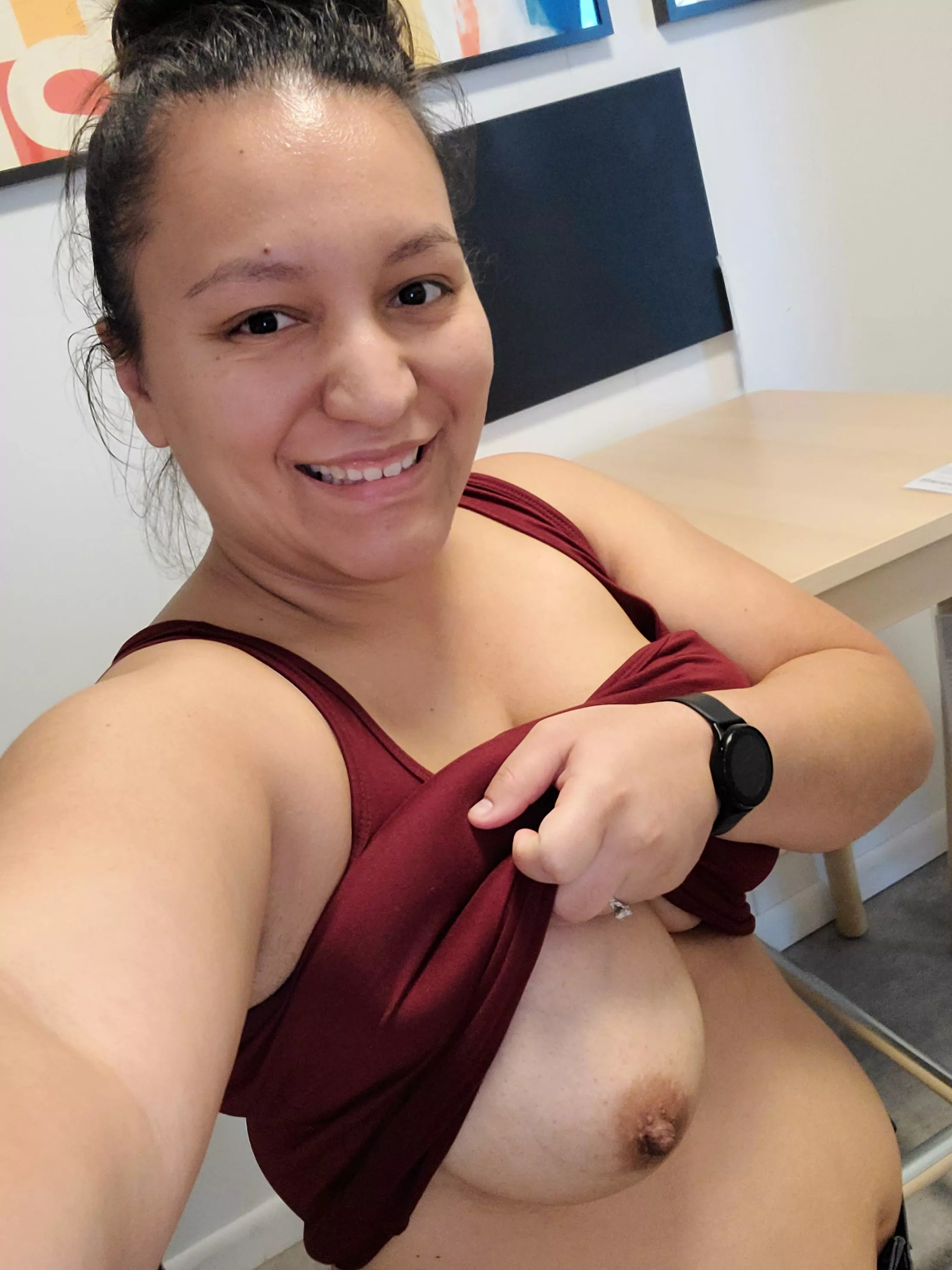 Just one boob makes Ikea more fun!