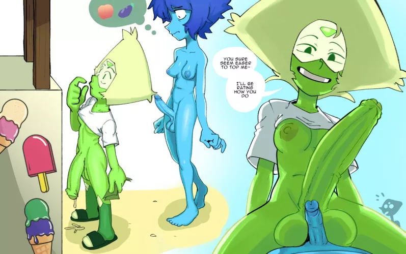 (a4fu) heya-i was wondering if anyone could play a futa peridot for me (probably with a big cock as in the image-) i tend to like soft stuff yet im a bit open with most kinks. youll just have to see- im fine with being a gem or human (of course an 18+ on