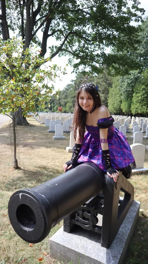 An adorable Asian goofball on a cannon