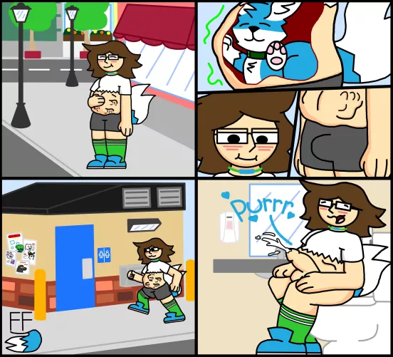 {comic} Feral me being used as a plug by my bf while he is in his human form (art by me)