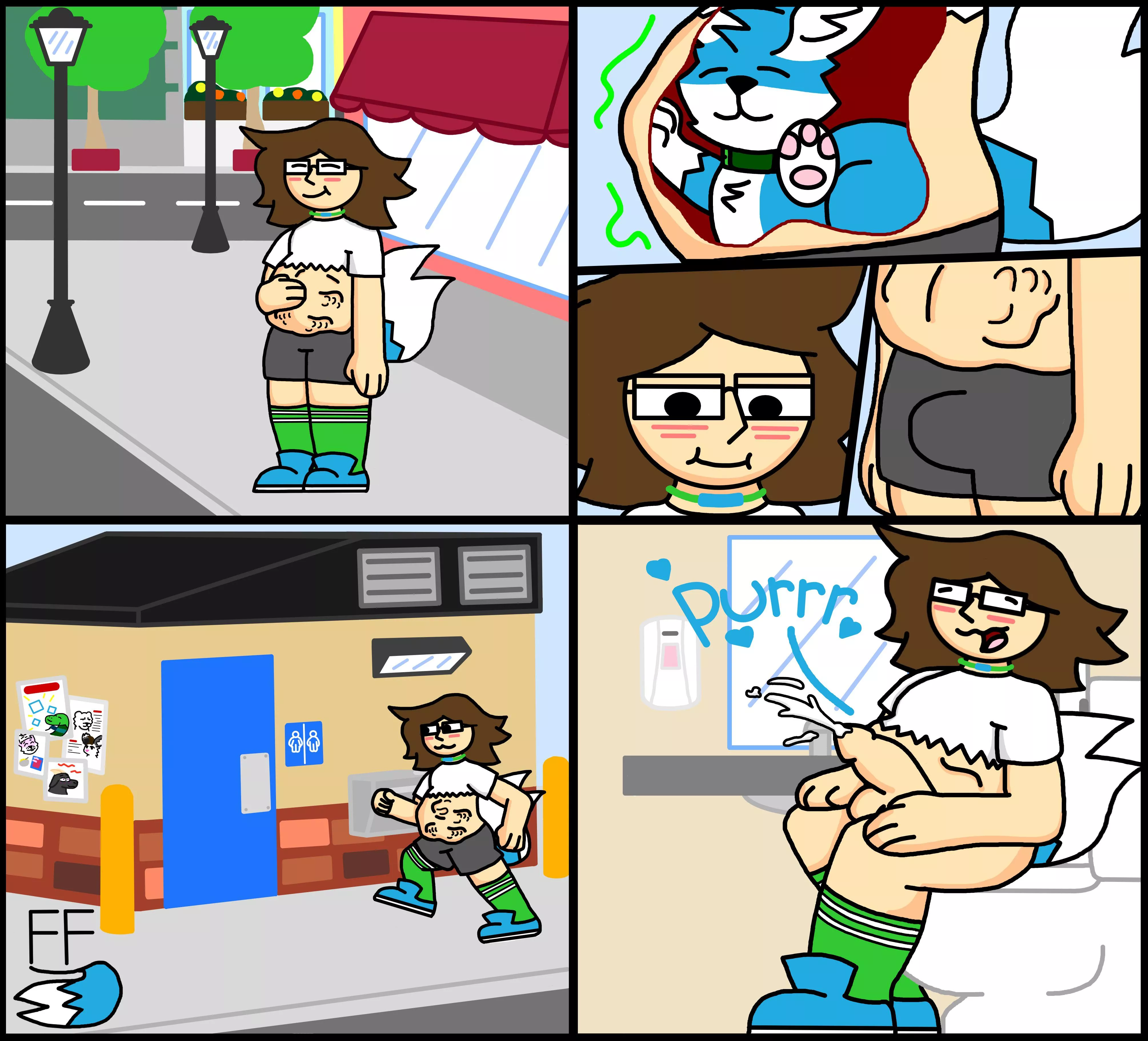 {comic} Feral me being used as a plug by my bf while he is in his human form (art by me)