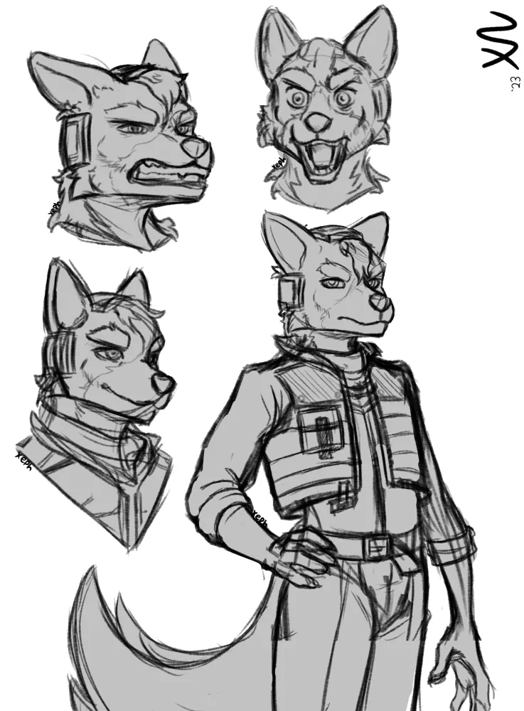 Fox McCloud Fanart Sketch Page (Art by me)