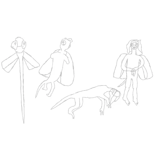 my partner, who is the cutest little thingie ever, decided to sketch this but thinks it's bad so i decided to post it for them because i think it's fun (admittedly i'm biased)