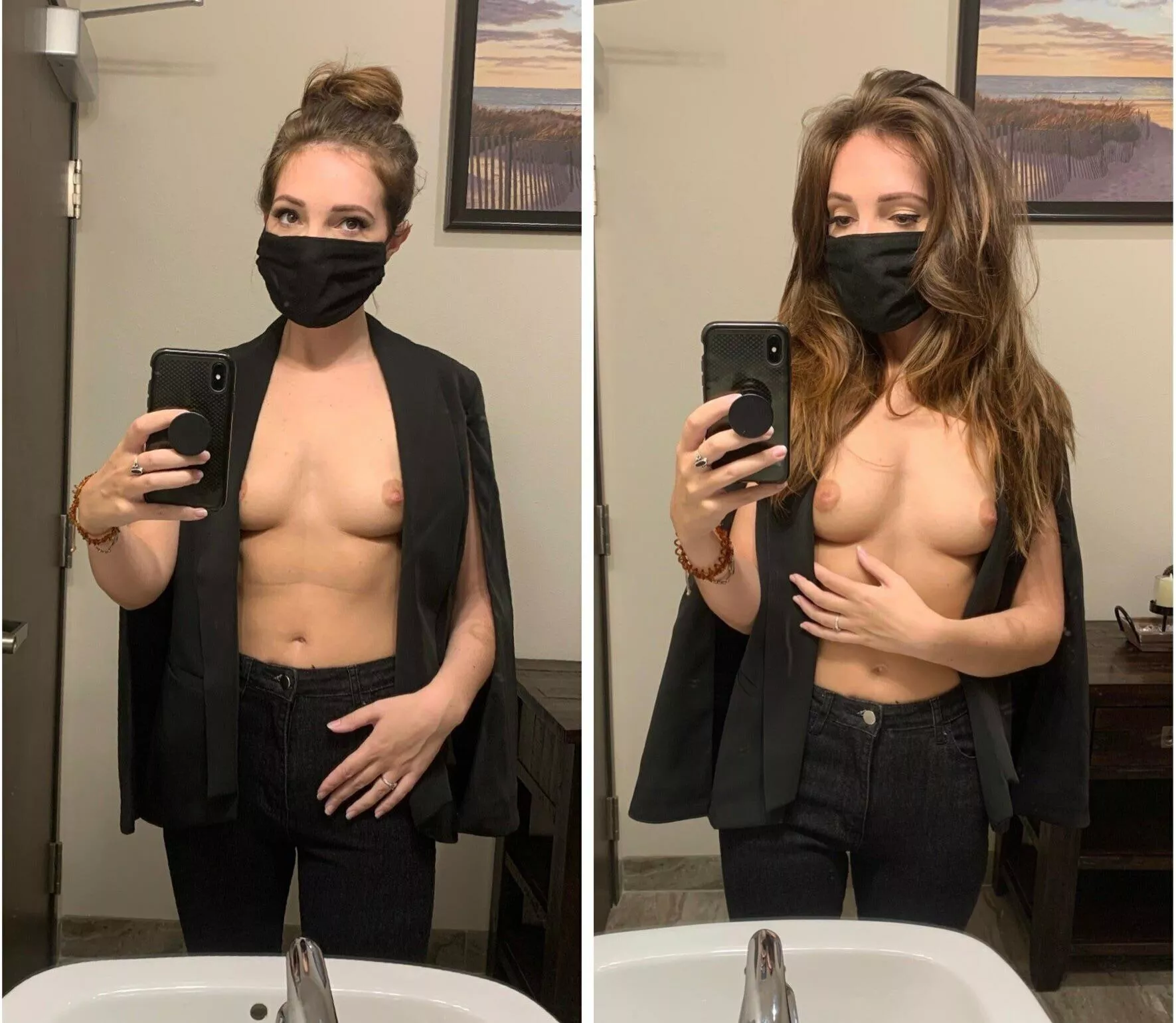 Trying to seduce my boss.. hair up, or down❔😏 [f]