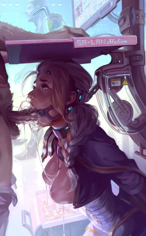 I wonder what it's like to become such a under table decoration. Forced to serve cocks all day's by this machine and dripping cum