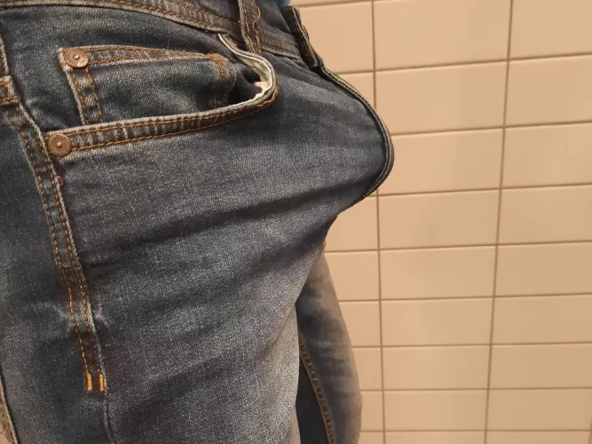 Jeans are no good if you get hard - Not stretchy enough!