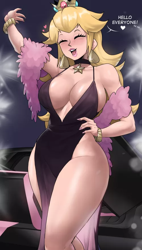 Princess Peach wearing an ultra revealing dress