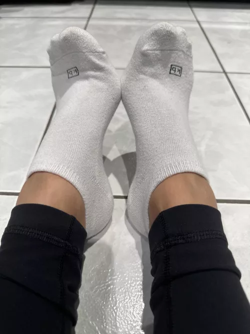 (Selling- US based) kb white ankle socks- 2 day worn. Free shipping, tracking info and proof of wear. More options available
