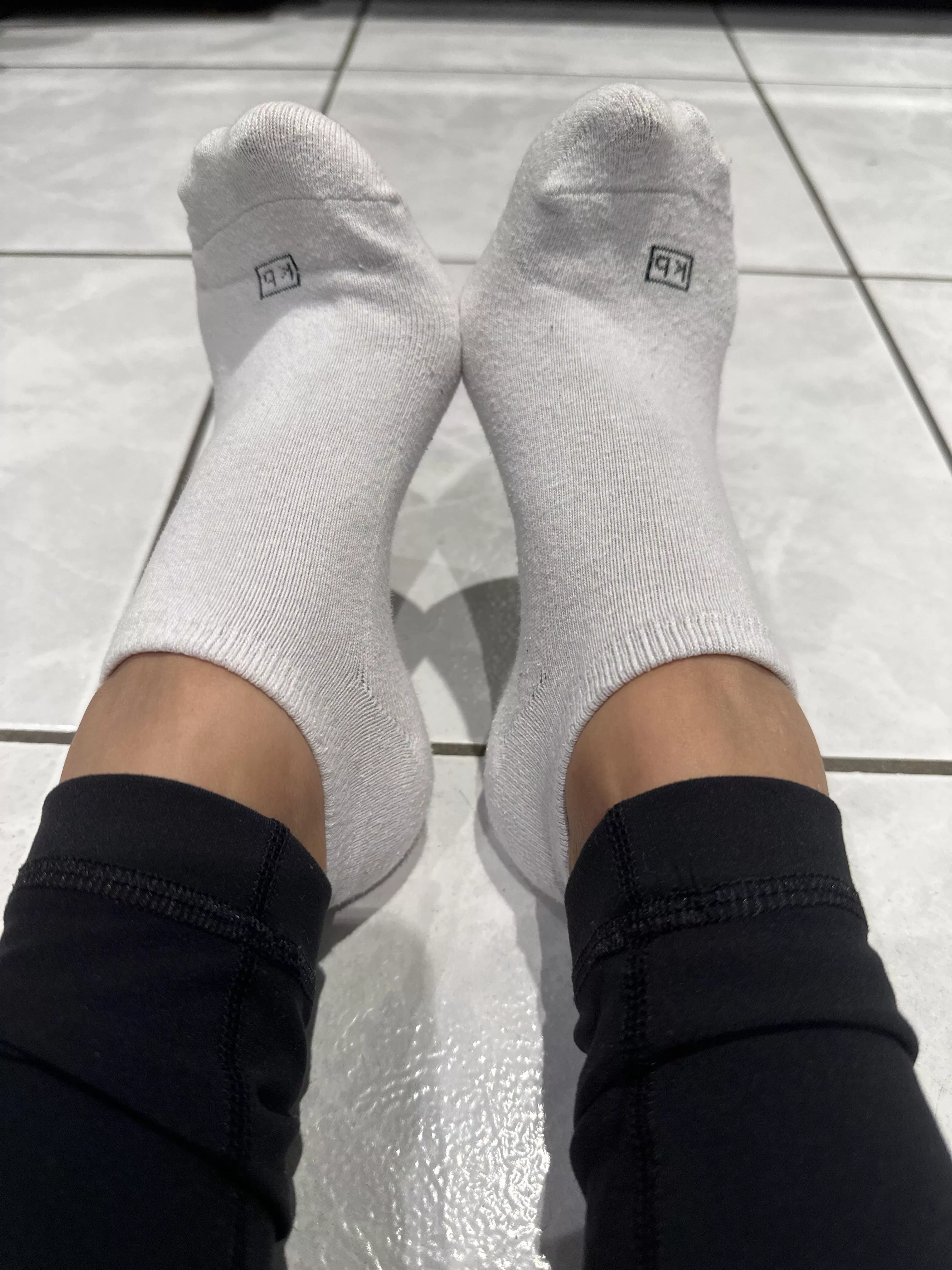 (Selling- US based) kb white ankle socks- 2 day worn. Free shipping, tracking info and proof of wear. More options available