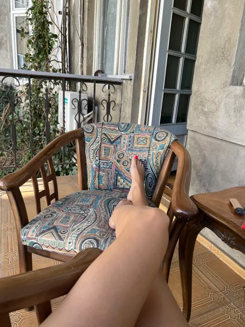 I love basking in the sun in the morning, if you were sitting across from me, I would jerk your legs off.