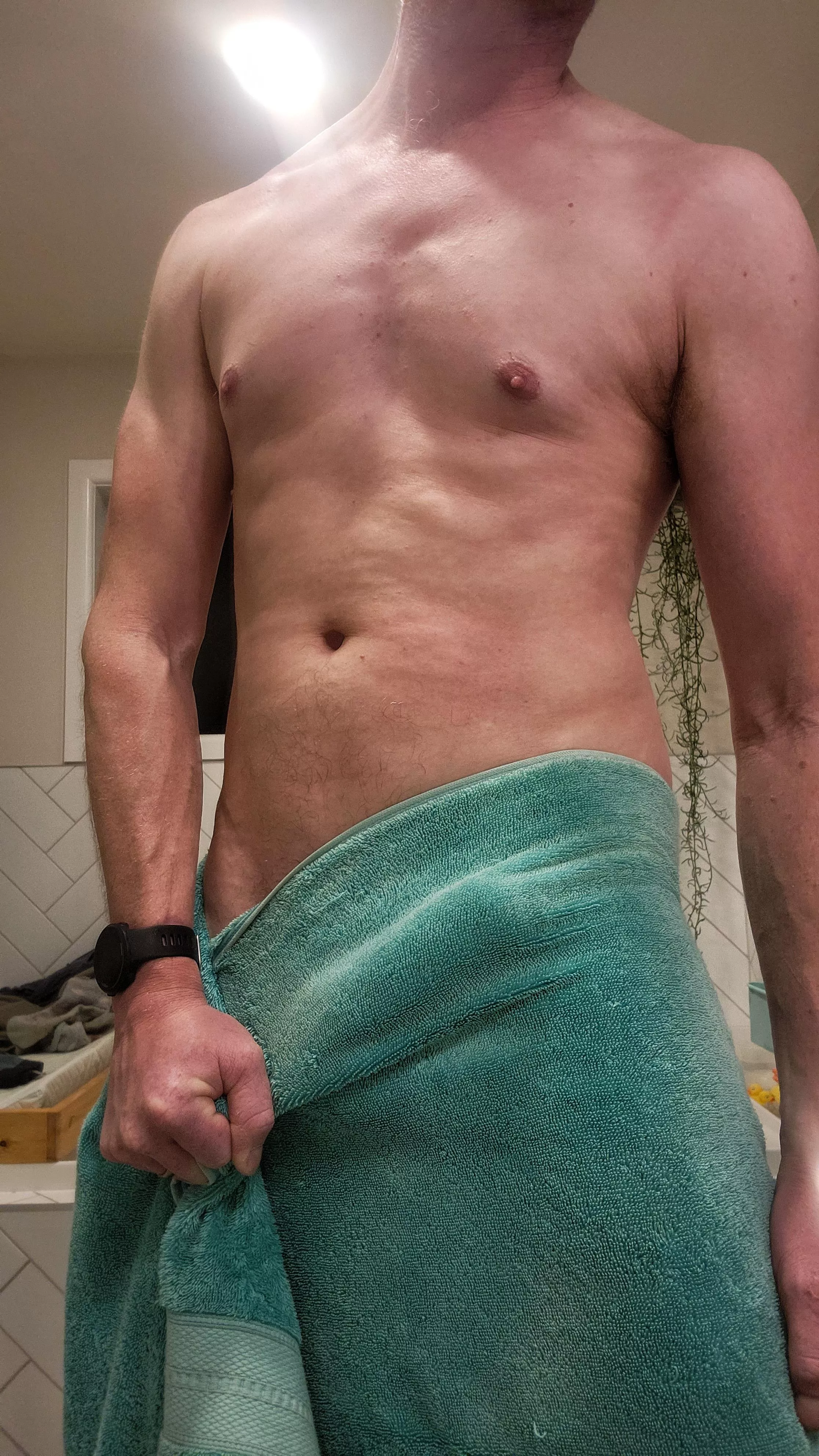 I'm just one sharp tug away from breaking what little modesty I have