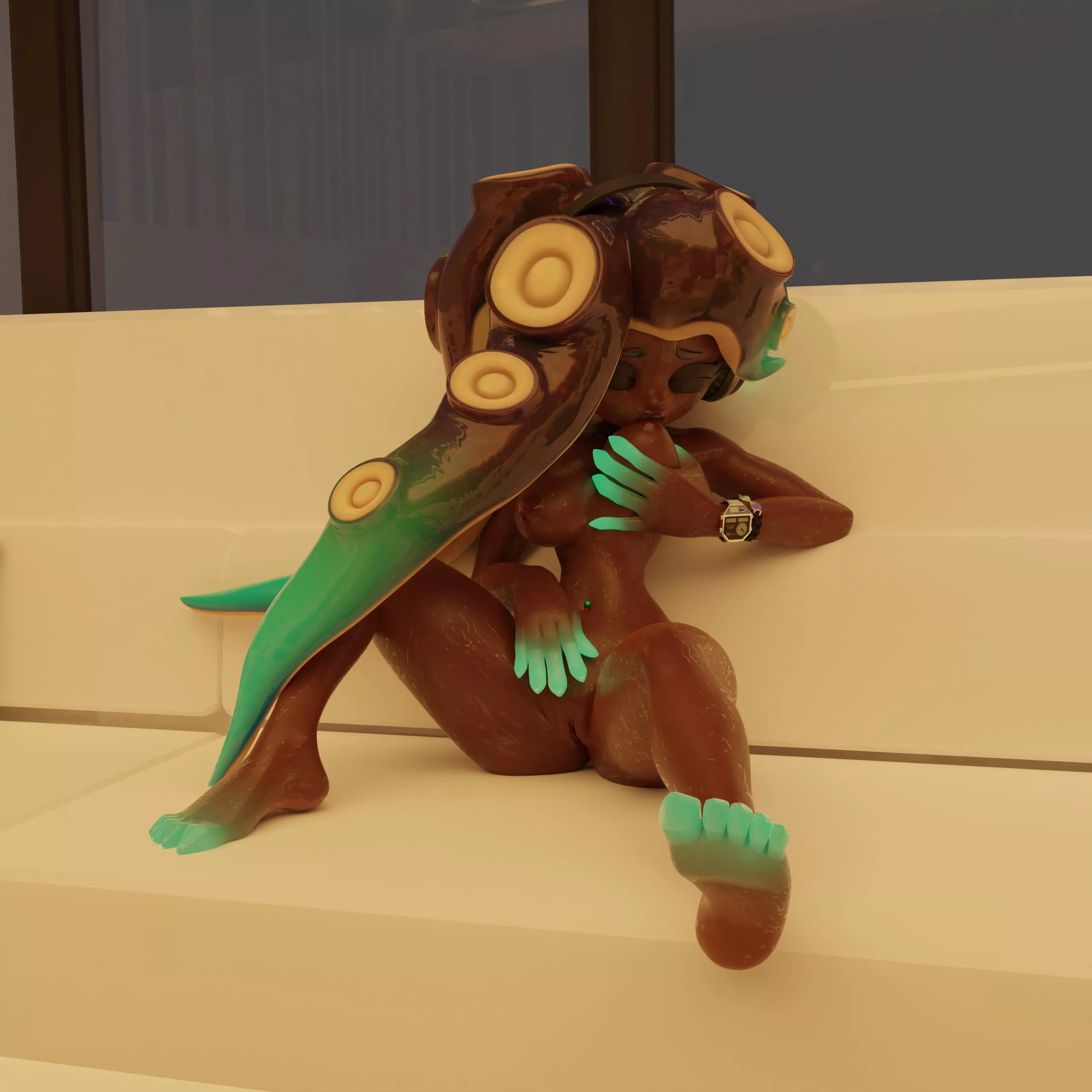 Marina sweating so much as she tastes herself [TealGerudo aka me]