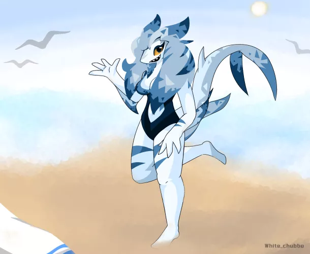 Shark waving at you (art/character by me)