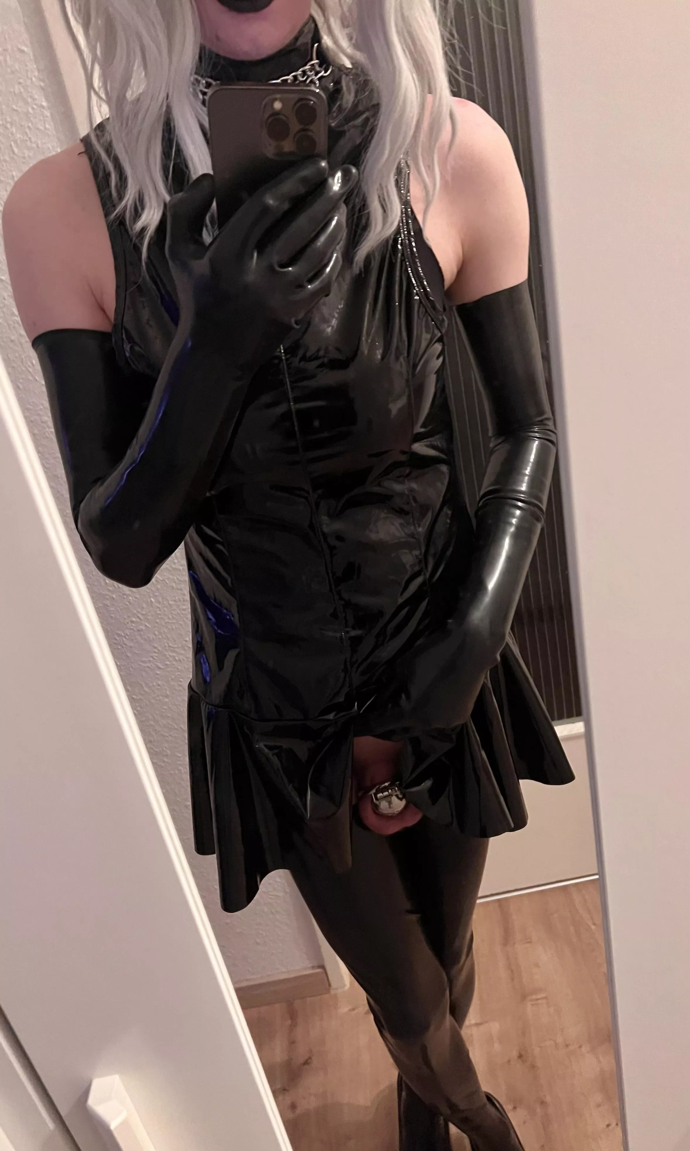 Shiny and locked like a good slut