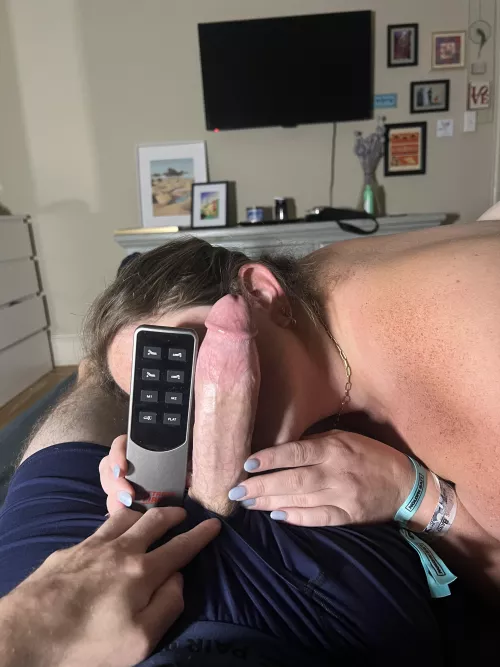 This guy from tinder was so big I had to measure him against my TV remote