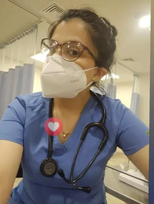 A full shift of work my blue scrub