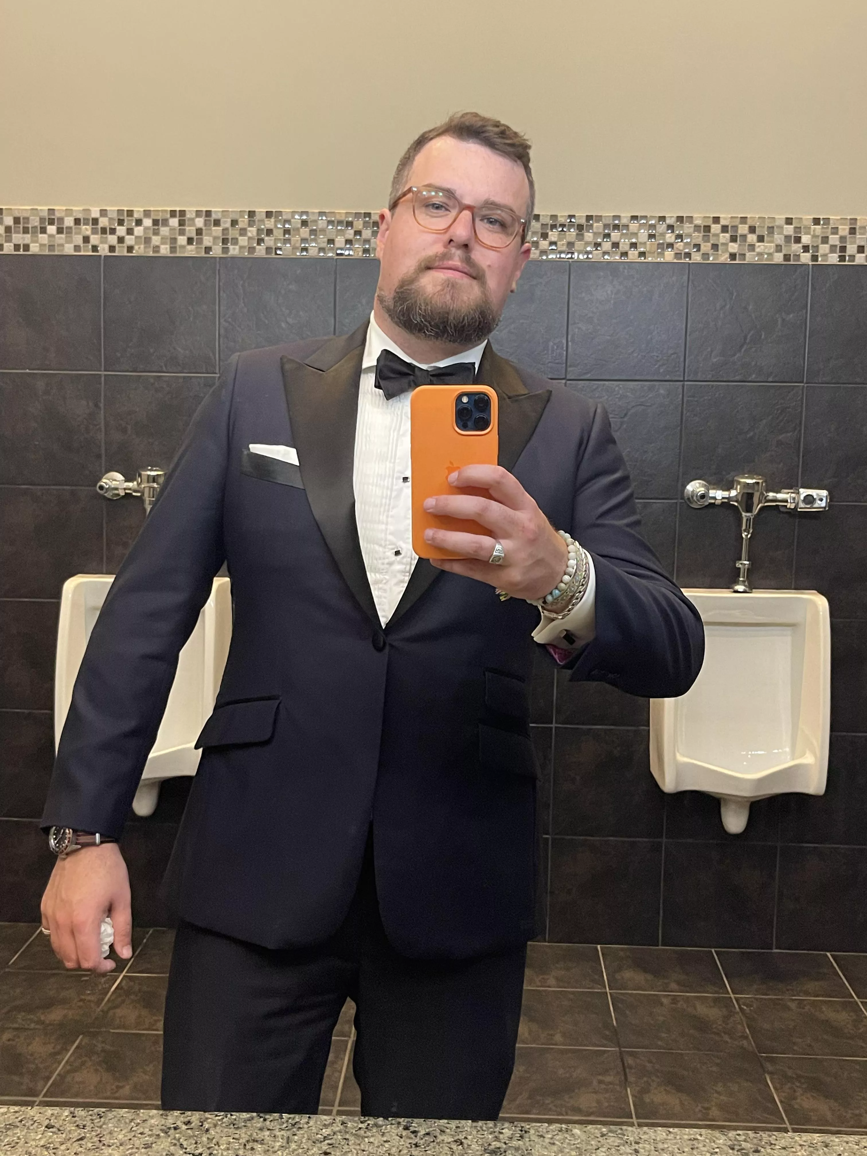 Scrubbed up for dinner, lighting was better in the washroom 😂 Scrubbed up for dinner, lighting was better in the washroom 😂