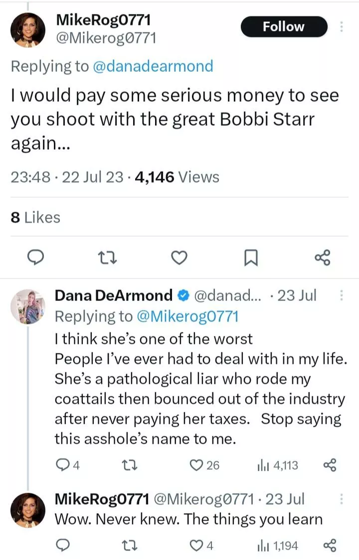 Seems like a Dana and Bobbi reunion will never happen sadly...