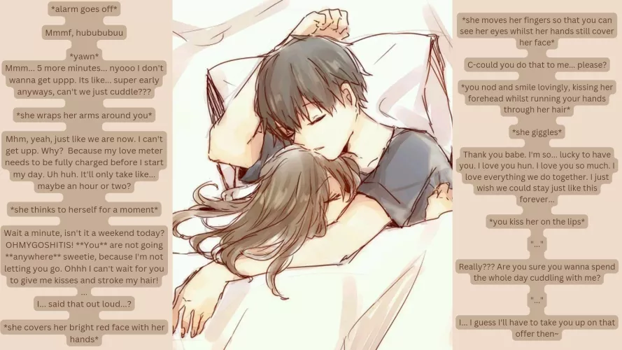 Sleepy girlfriend won't let you go! (no sex) (cute) (needy) (sleepy) (cuddles) (loving) (appriciating you)