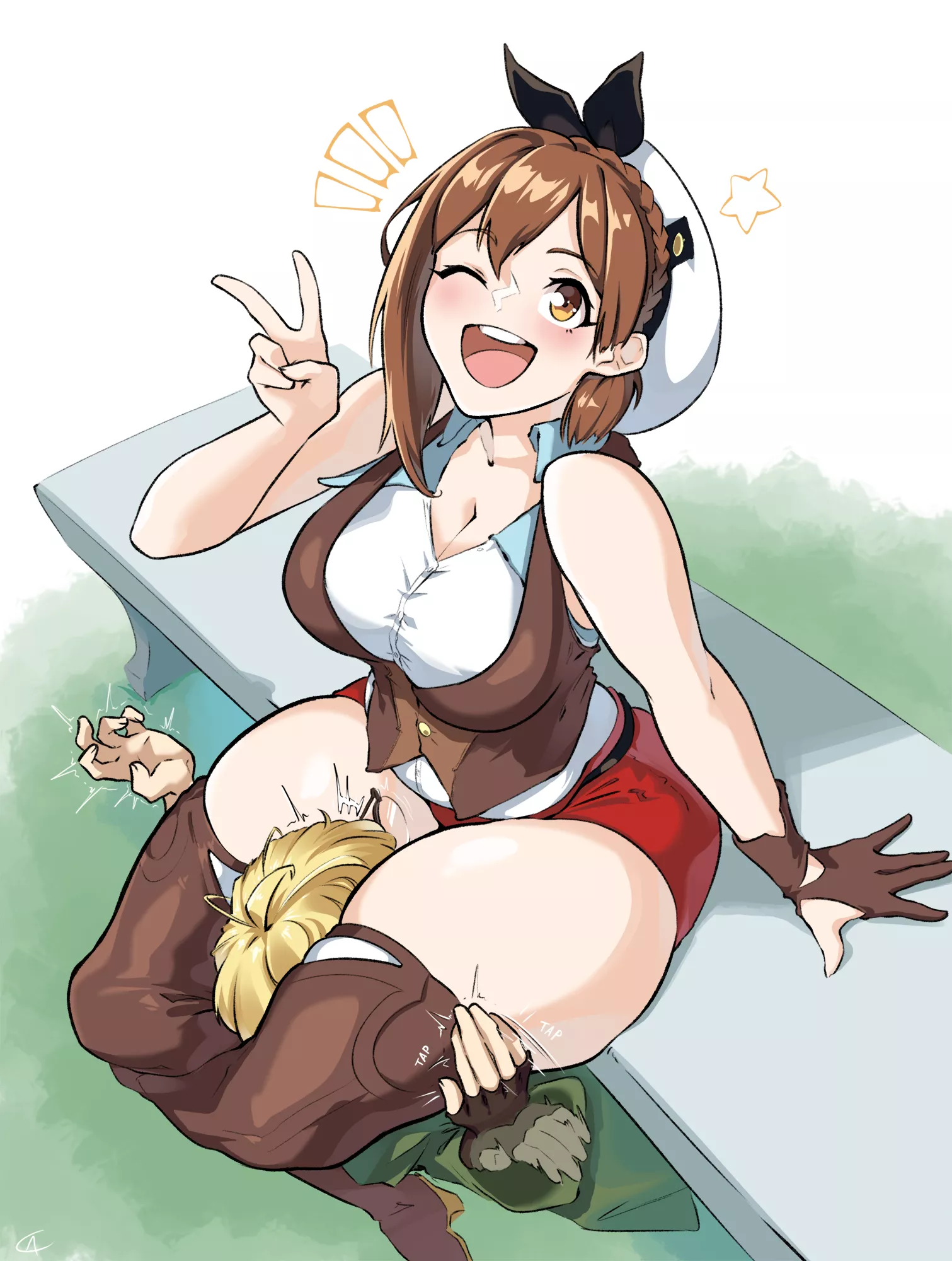 Trapped in Stout's thick thighs