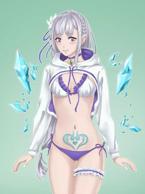 Emilia embarrassed in her new outfit (Aislinnvoyniche)