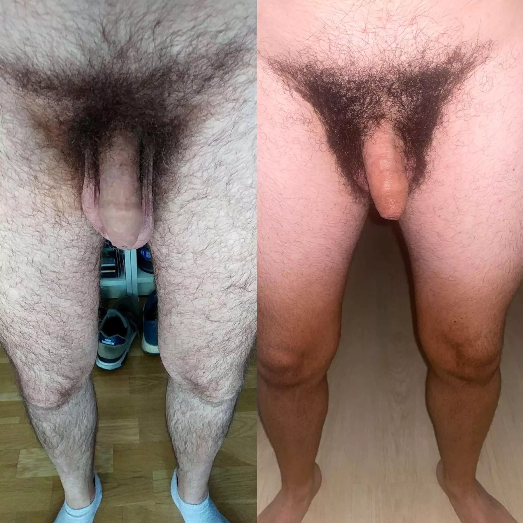 I asked my old bro if he let his pubes grow. He send me left pic 😱😱 right is mine. Both fully covered