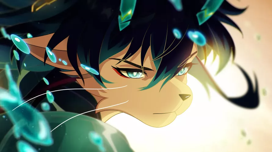 I turned Dan Heng from HSR into a furry- (art by me @grimspore)