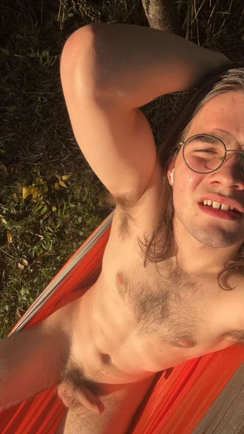 Lil softie in my hammock by the road