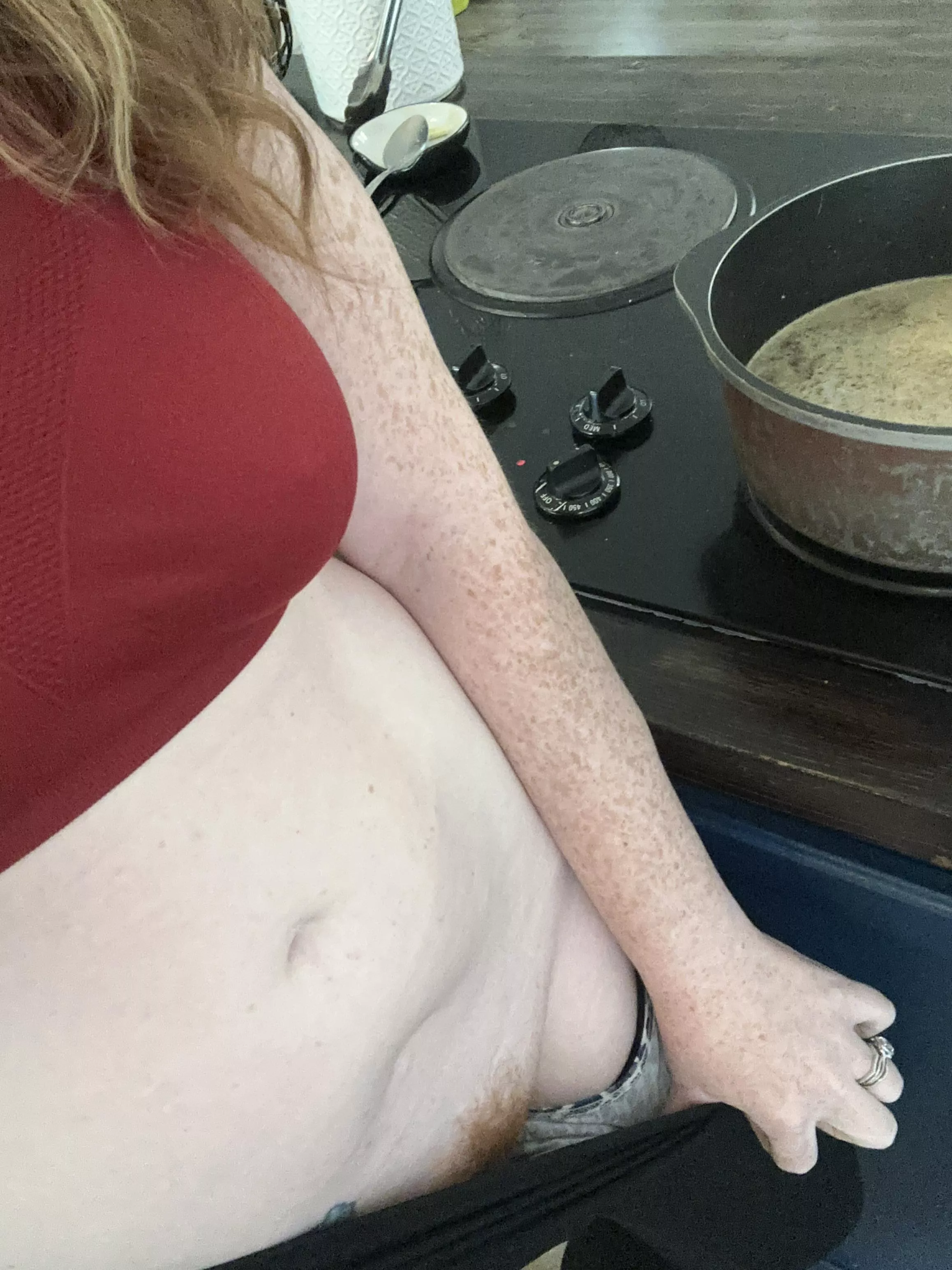 I brought you some homemade soup, and a soft tummy to make you feel better. [IMG]