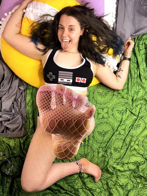 I'm not above using my feet to distract you while we play super smash bros