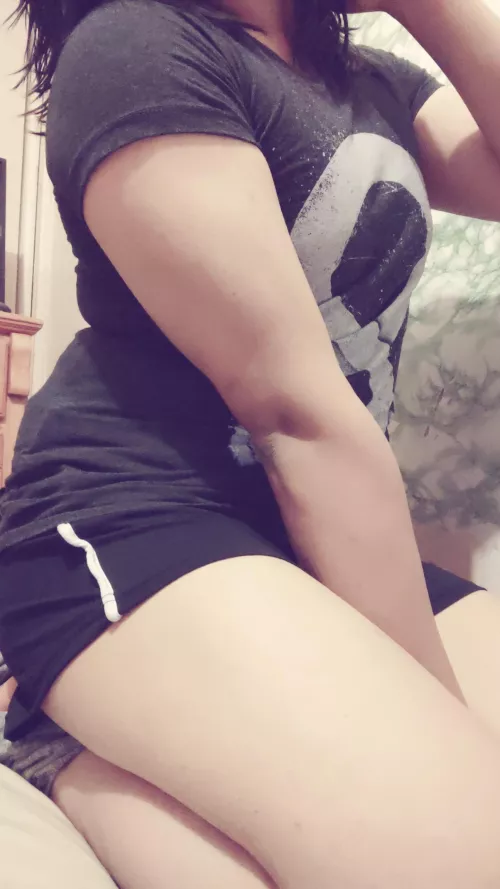 In shorts with thighs