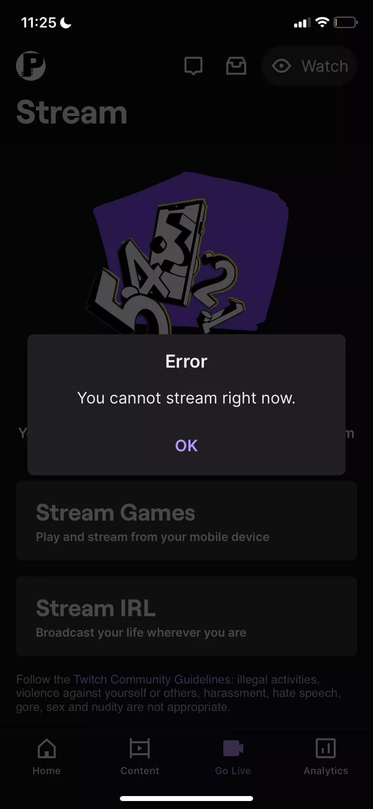 Error code without answer from Twitch