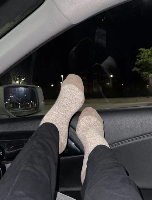 [F] making sure these socks are nice and worn before i send them out ☺️💖